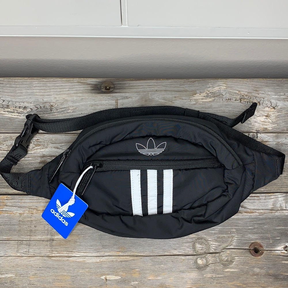 Adidas Waist Pack 3 Stripes Black and White